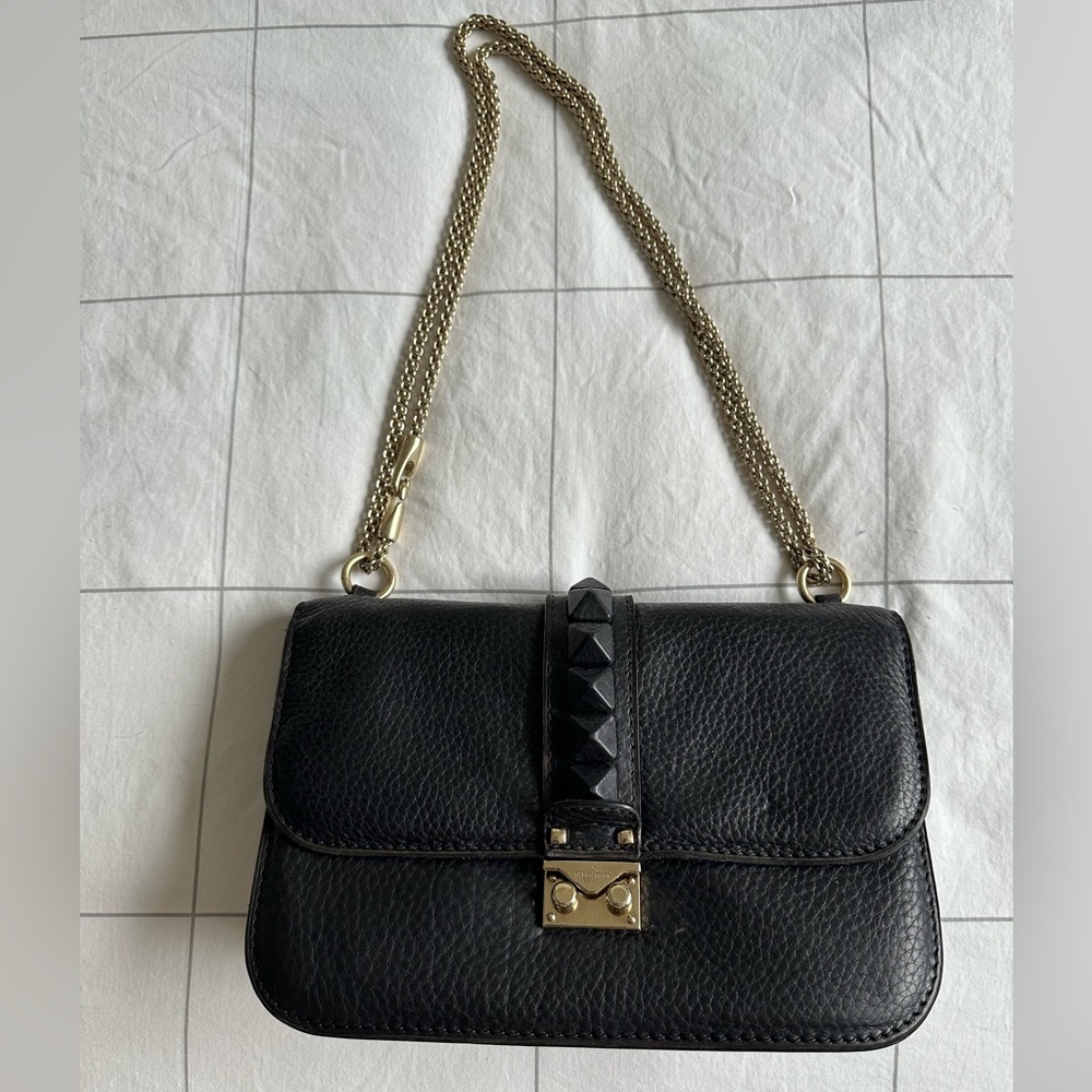 Valentino black shoulder leather bag with studs vintage